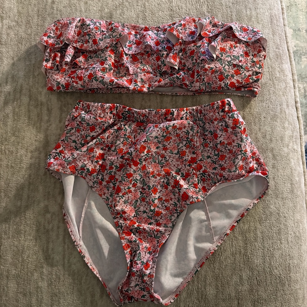 Vibrant Floral Bikini with Ruffles